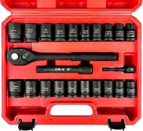 Amazon.com: WETT 1/2-Inch Drive Socket Wrench Set, 23 Piece Impact ...