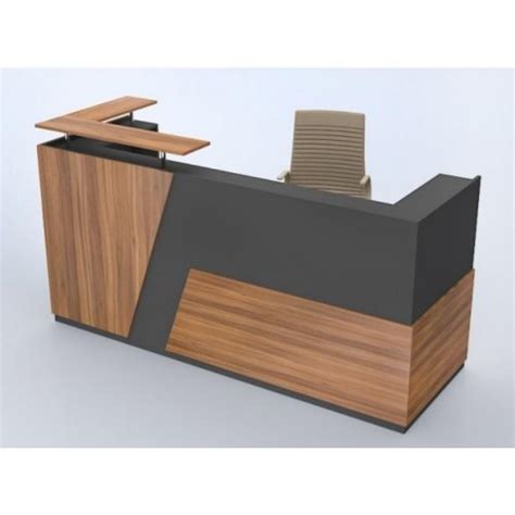 Buy Reception Table In Brown Color With Teak Wooden Finish
