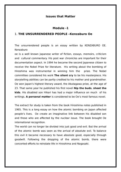 Issues that Matter - Common course-notes - Issues that Matter Module ...