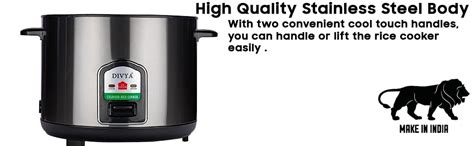 Buy DIVYA Stainless Steel 1.8 Liters Cylinder Electric Rice Cooker 700W ...