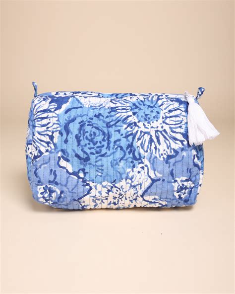 Buy Jazz Blue Cotton Block Printed Pouch Bag online in India at Best ...