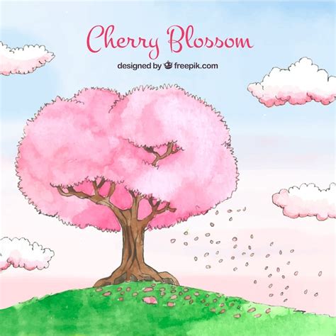Bellissimo sfondo acquerello con sakura | Vettore Gratis