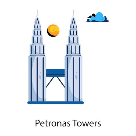 Get this flat style icon depicting petronas towers | Premium Vector