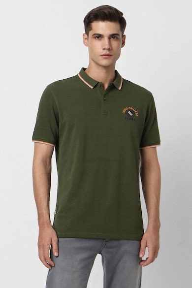 Buy Men Olive Solid Polo Neck T-shirt Online - 930416 | Louis Philippe
