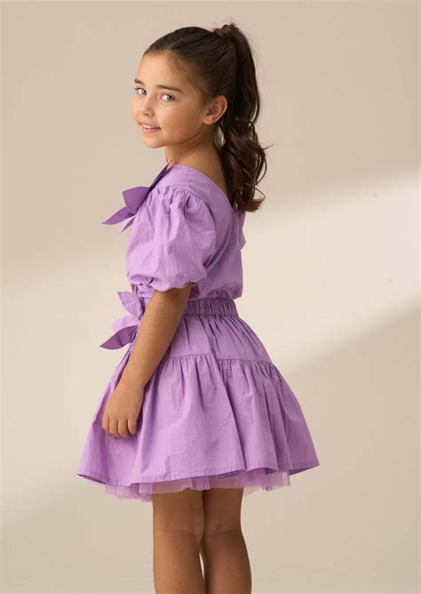 Angel & Rocket Girls Self Textured Purple Skirt