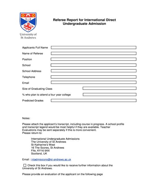 Fillable Online st-andrews ac Referee Report for International Direct ...