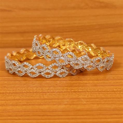 CZ STUDDED DIAMOND LOOK GOLD PLATED BANGLES – Sanvi Jewels