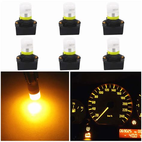 WLJH Yellow T10 Led 194 2825 168 W5W Bulb Interior Dashboard Dash ...