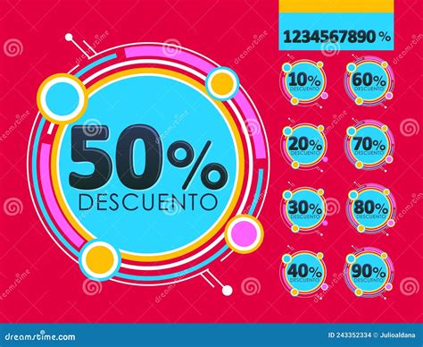 Descuento, Discount Spanish Text, Offer Editable Online Sale. Stock ...