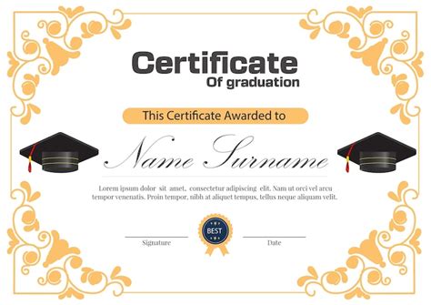 A certificate of graduation is placed in style of a graduation cap ...