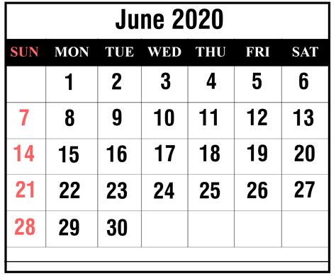 June 2020 Calendar: Your Guide to a Memorable Month