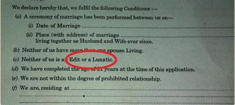 'Edits and lunatics' not allowed: Special Marriages Act form includes a ...