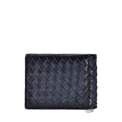 Buy Eske Jona Navy Blue Braided Leather Mens Bifold Money Clip with ...