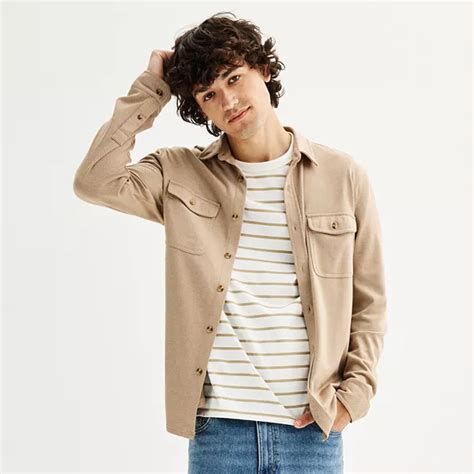 Men's Sonoma Goods For Life® Long Sleeve Supersoft Knit Button-Up Shirt