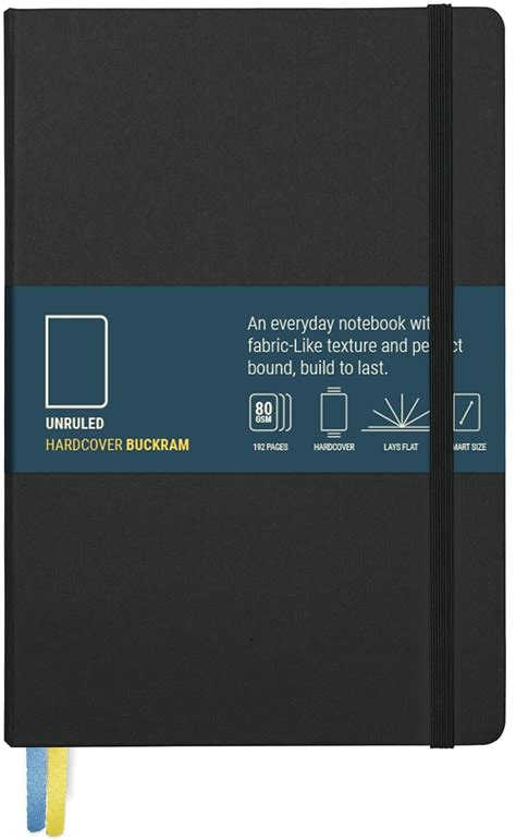PAPERCOAL Notebook with Buckram Hard Cover - Black - Unruled - Smart ...