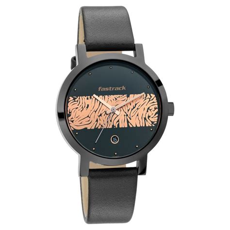 Fastrack Animal Print Quartz Analog with Date Bicolour Dial Leather ...