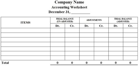 Image result for Accounting Worksheet Example