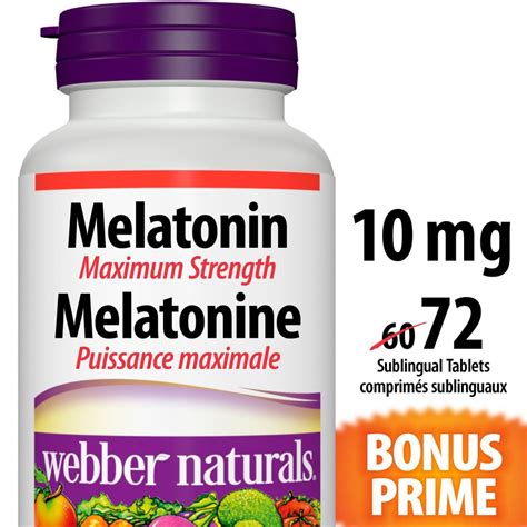 Webber Naturals® Melatonin Maximum Strength Quick Dissolve, 10 mg 72 sublingual tablets, BONUS ...