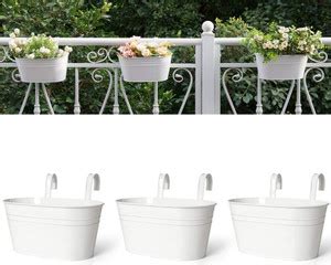 PRIME KRAFTS 12 INCH Anti Rust Railing Oval Planter for Balcony ...
