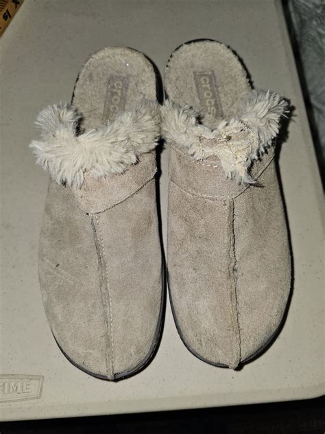 Crocs Cobbler Clog Mules Suede Faux Fur Women's Size… - Gem