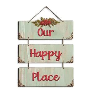 Chalk My Theme Our Happy Place 3 Layer Wooden Wall Hanging - Rustic ...
