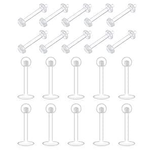 Buy D.Bella Clear Cartilage Earring-20pcs 16G Clear Acrylic Bioflex ...