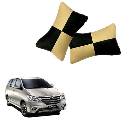 AutokraftZ Beige Leathertte Material Neck Rest Cushion in Check Design ...