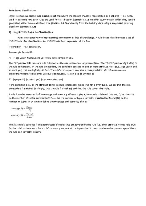 Rule - rule based classification - Rule-Based Classification In this ...