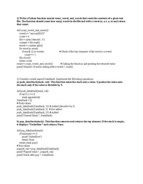 CS 12 Practice: Python Functions and SQL Queries for Stacks - Studocu