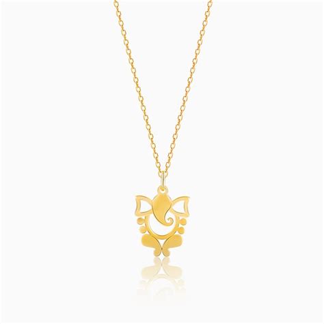 Golden Ganapati Silhouette Pendant with Link Chain – GIVA Jewellery