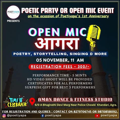 OPEN MIC IN AGRA - POETRY , STORYTELLING, SINGING - POETIYAPA - POETRY ...