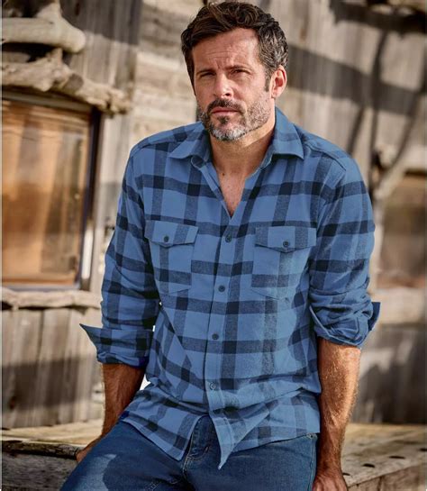 Men's Blue Checked Flannel Shirt | Atlas For Men