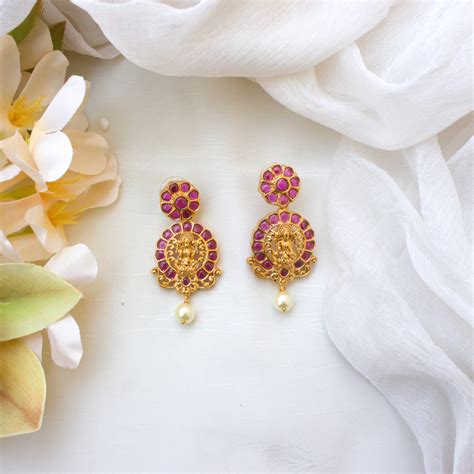 Antique Gold Real Kemp Lakshmi Earrings – Happy Pique