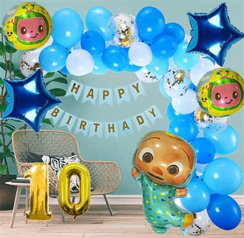 Aoes Cocomelon Birthday Party Decoration Banner Theme Blue For Tenth ...
