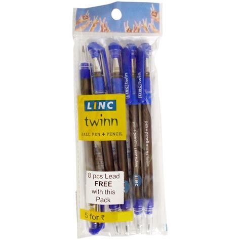 Linc Twin Ball Pen Plus Pencil with Free 8 Pieces Lead - Pack of 5 ...