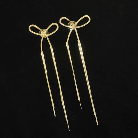 Korean Gold/ Silver Plated Bow Shaped Dangler Earring – Tarohi Jewels ...