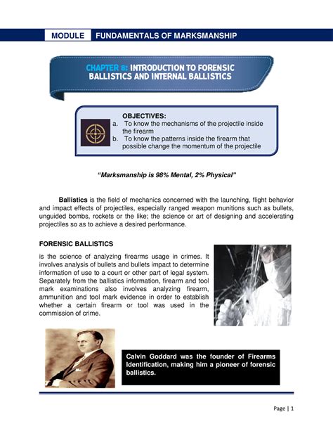 Chapter 8 - Introduction TO Forensic Ballistics AND Internal Ballistics - “Marksmanship is 98% ...