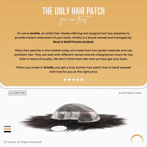 Artello AUSTRALIAN Ultra Thin Hair Patch for Men | Remy Human Hair Wig