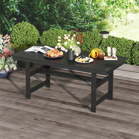 MIDHAM Patio dining table Rectangle Outdoor Dining Table 32.7-in W x 70 ...