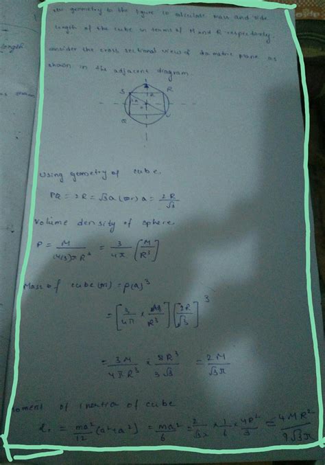 From a solid sphere of mass M and radius R, a cube of maximum possible ...