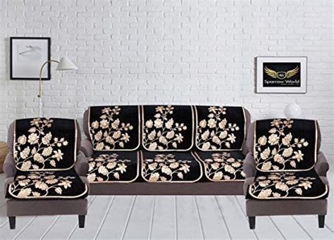 Sparrow World Luxurious Chenille Sofa Covers Set for 5 Seater Sofa for ...