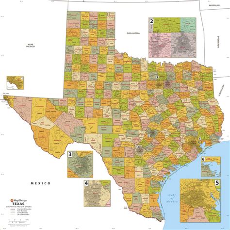 Texas Zip Code Map with Counties - American Map Store