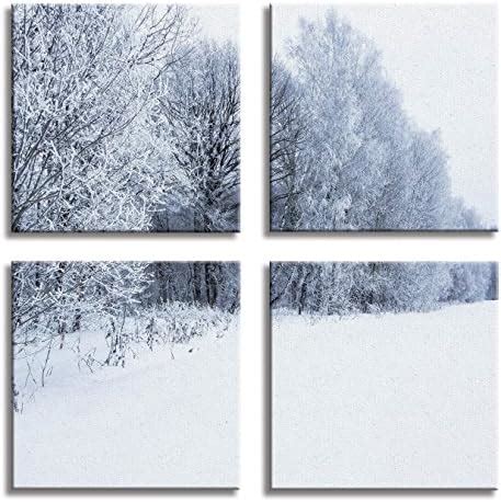 JP London 4 Panels 14in 4 Huge Gallery Wrap Canvas Wall Art Winter ...