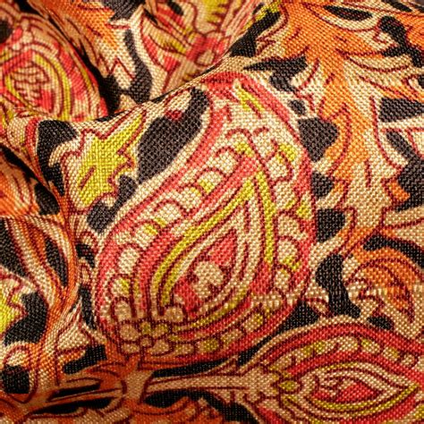 Sangria Red And Black Paisley Pattern Digital Print Art Tusser Silk Fa ...