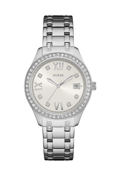 GUESS Stainless Steel Analog Silver Dial Unisex Watch-W0848L1, Silver ...