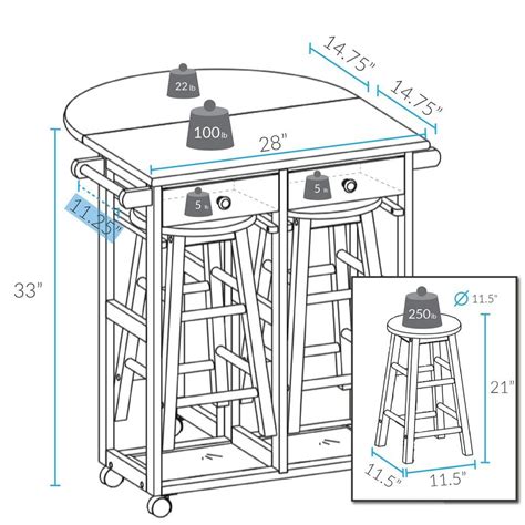 Buy Red Breakfast Cart with Drop-Leaf Table Online at Lowest Price in ...