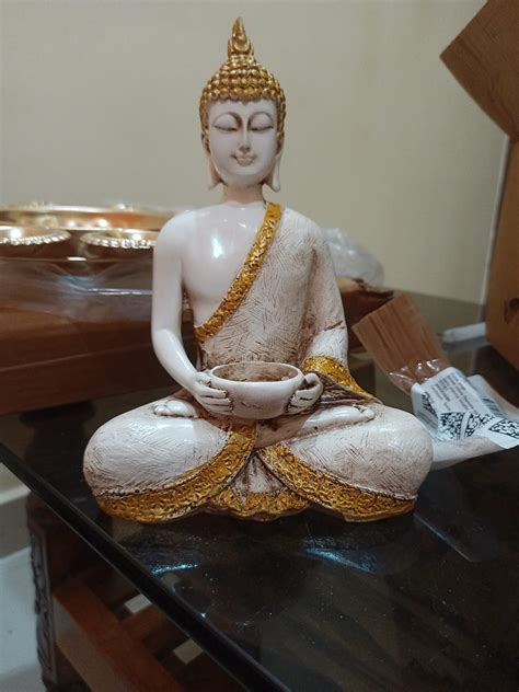 Buy nantan Buddha with Tea Light Holder Decorative Showpiece Figurine ...