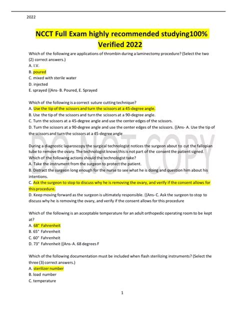 NCCT Full Exam highly recommended studying 100% Verified 2022 - NCCT ...