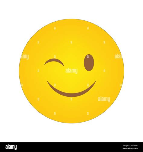 Winking emoji face. Yellow smiley icon. Happy facial expression. Vector ...