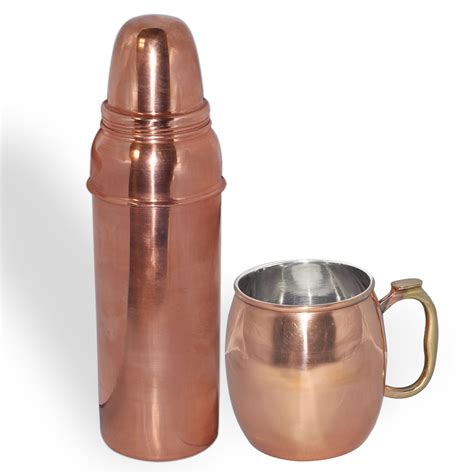 Buy DakshCraft Copper Bottle for Health Benefits with 1 Mule Mug Plain ...